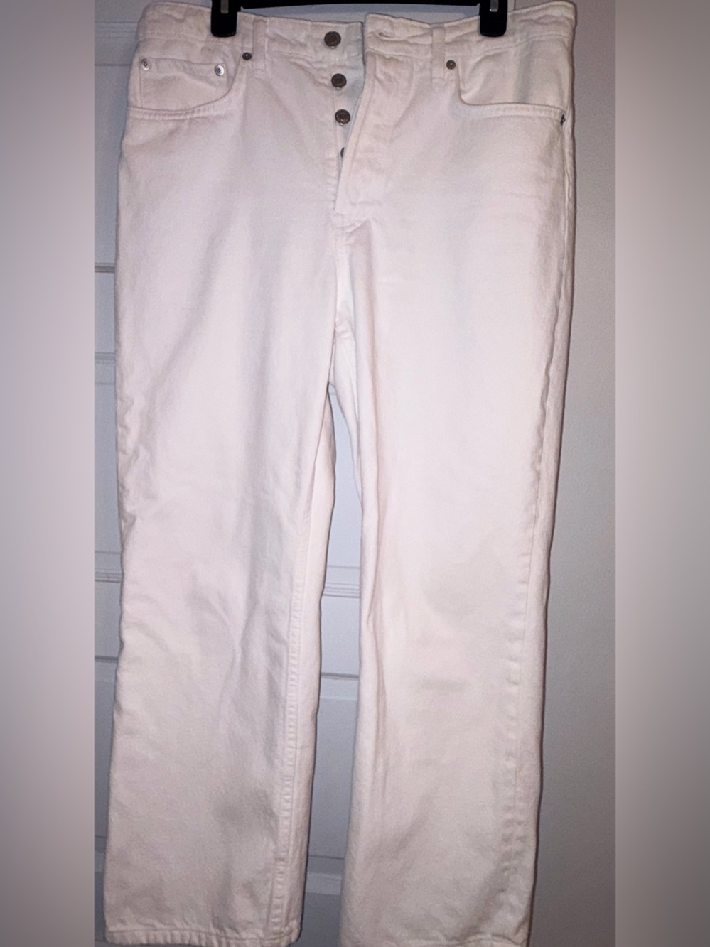 H&M Women's Off-White Straight-Leg Jeans